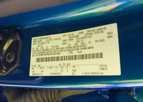 2018 Ford F-150 Xlt из США, поврежденный, VIN 1FTEW1EP8JFC93144